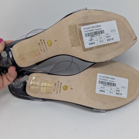 Stuart Weitzman Aleena Lucite PVC Heels Black and Clear Size 7 - Picture 6 of 15